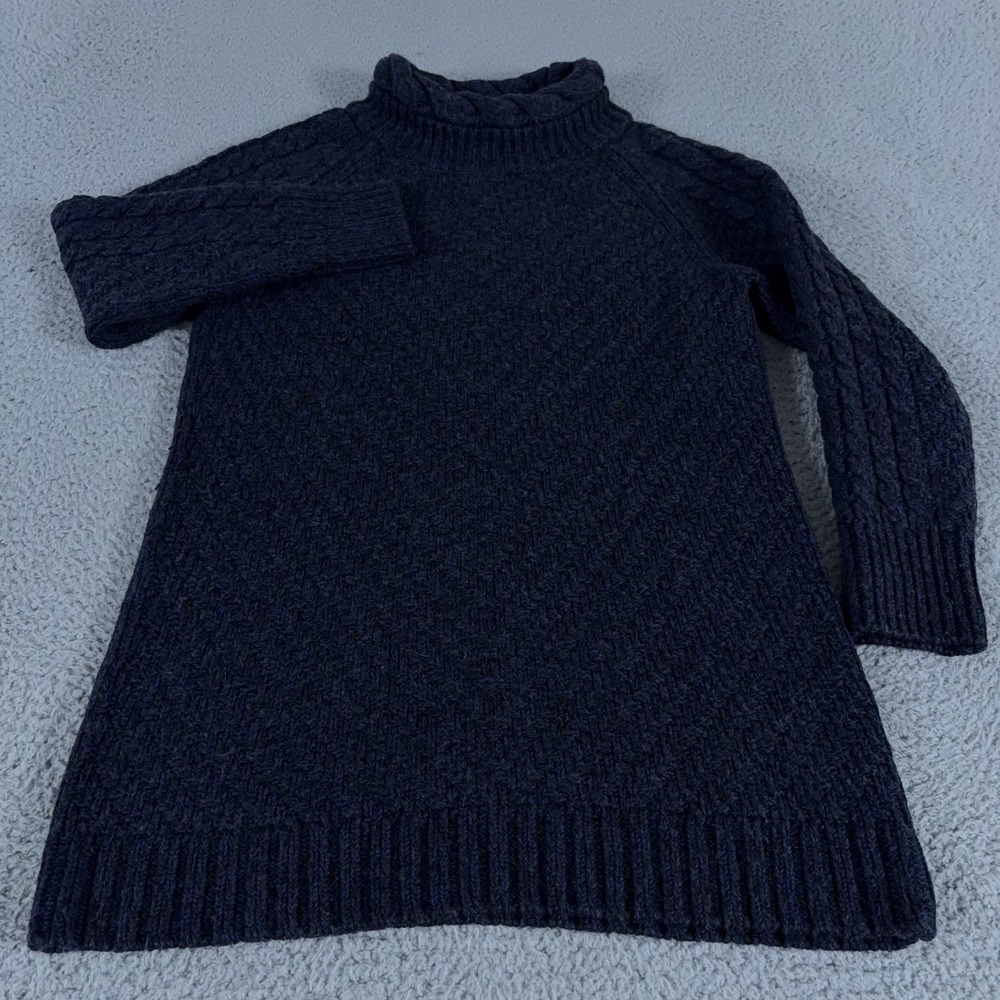 Tahari Sweater Women Medium Purple Chunky Knit Tunic Ragg Fisherman Acrylic Wool